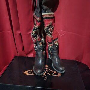 Freebird Black and Red Serape Boots